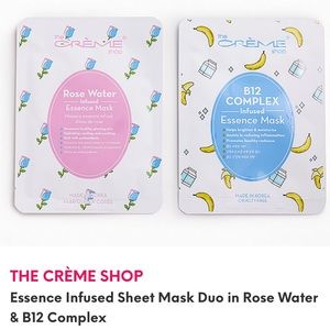 The Crème Shop Essence Infused Sheet Mask Duo in Rose Water and B12 Complex